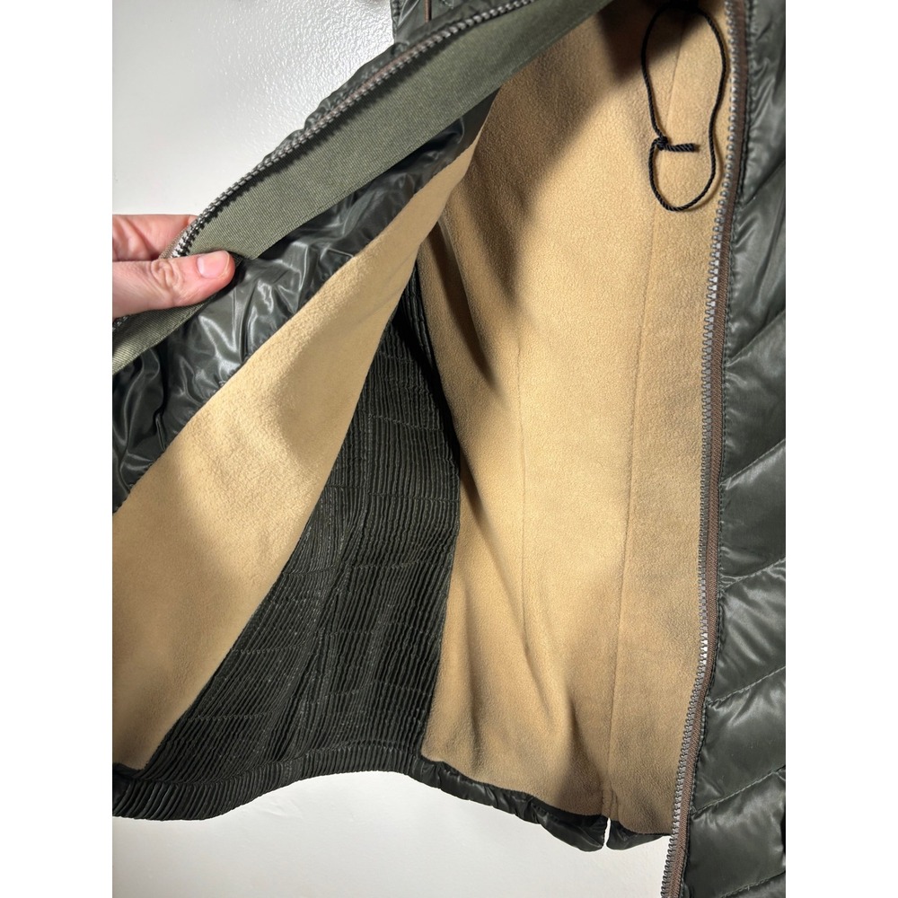 Goode Rider Luxury Down Puffer Vest Sz M Green Down Fill Fur Trim Equestrian - Picture 5 of 11